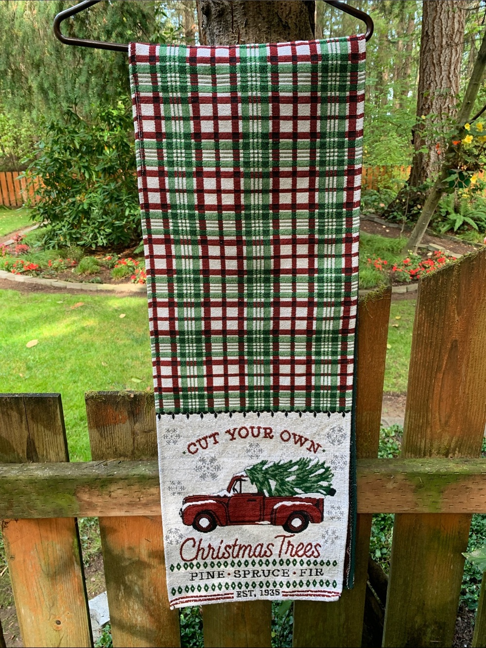 Holiday Truck Christmas Tree Table Runner- Red/Green MWOT